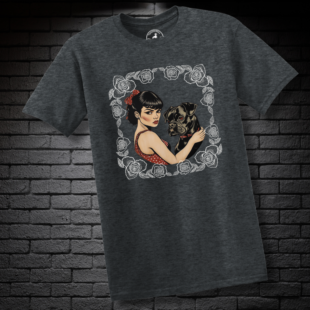 A Girl & Her Boxer (rose frame)- Boxer Dog Classic Shirt