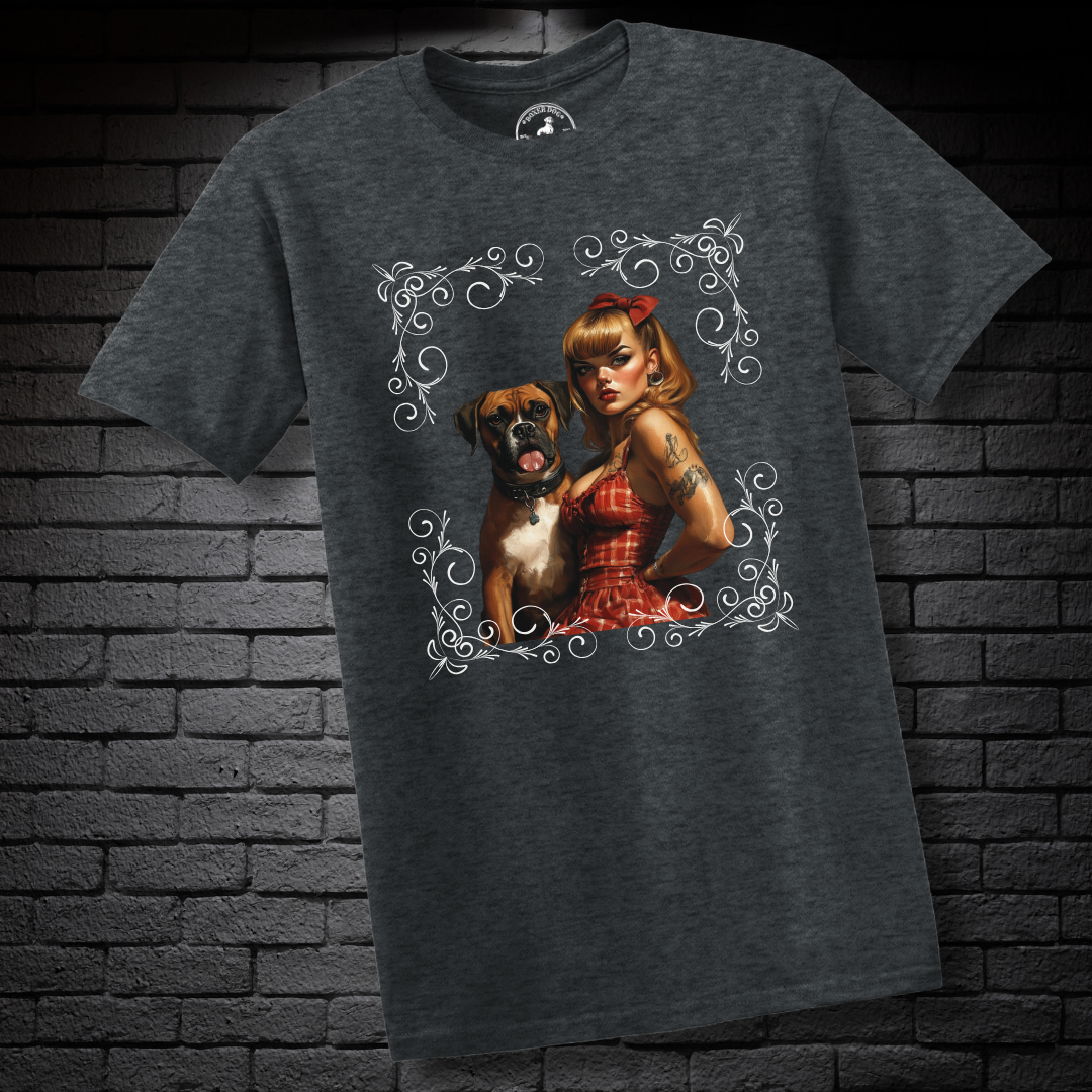 A Pin Up Girl & Her Boxer- Boxer Dog Classic Shirt