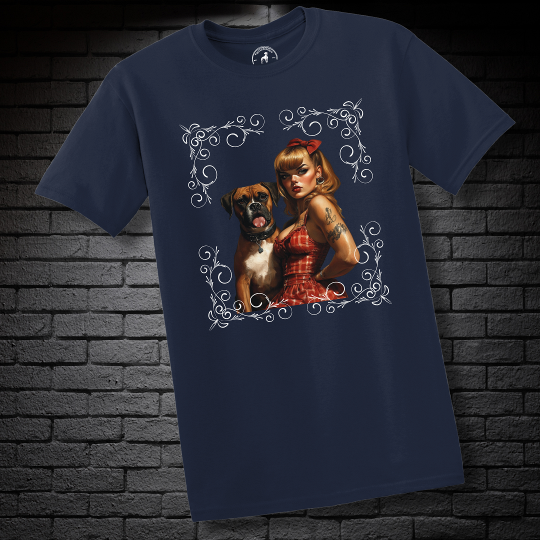 A Pin Up Girl & Her Boxer- Boxer Dog Classic Shirt