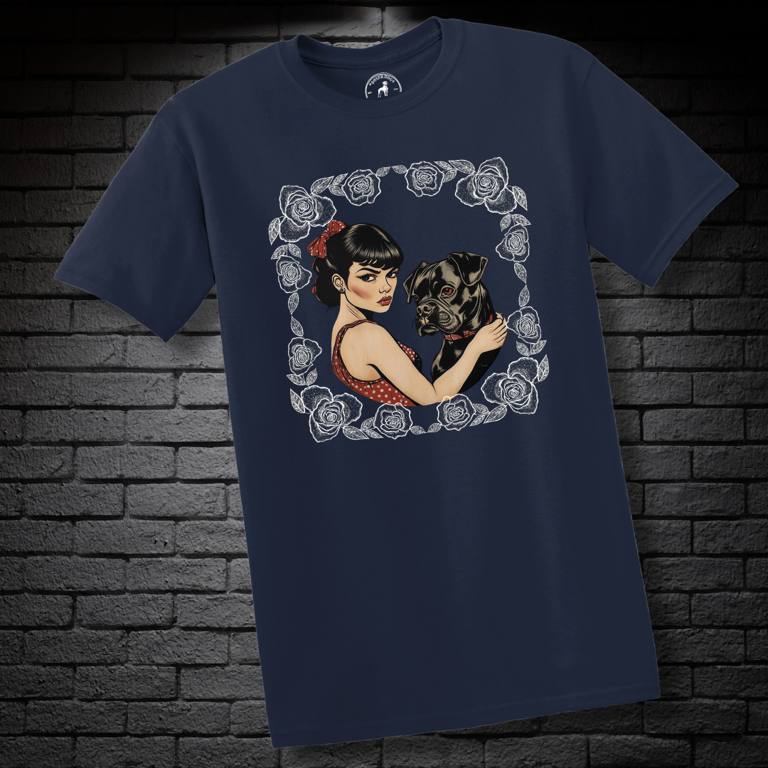 A Girl & Her Boxer (rose frame)- Boxer Dog Classic Shirt
