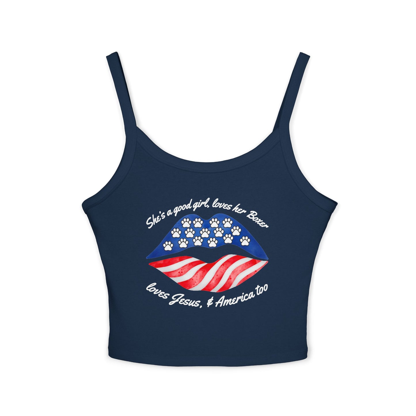 She's A Good Girl, Loves Her Boxer Patriotic Lips - Boxer Dog Tank Top