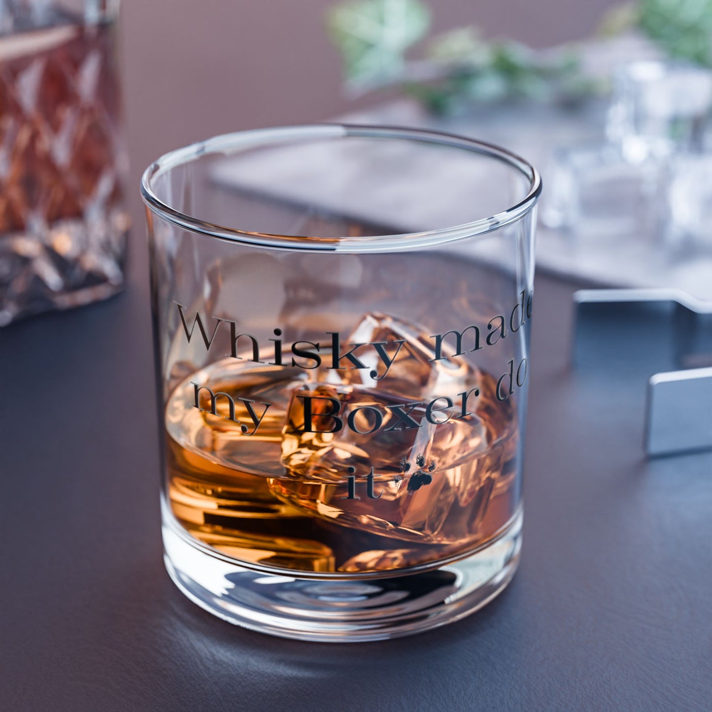 Whisky Made My Human Do It- Boxer Dog Rocks Glass