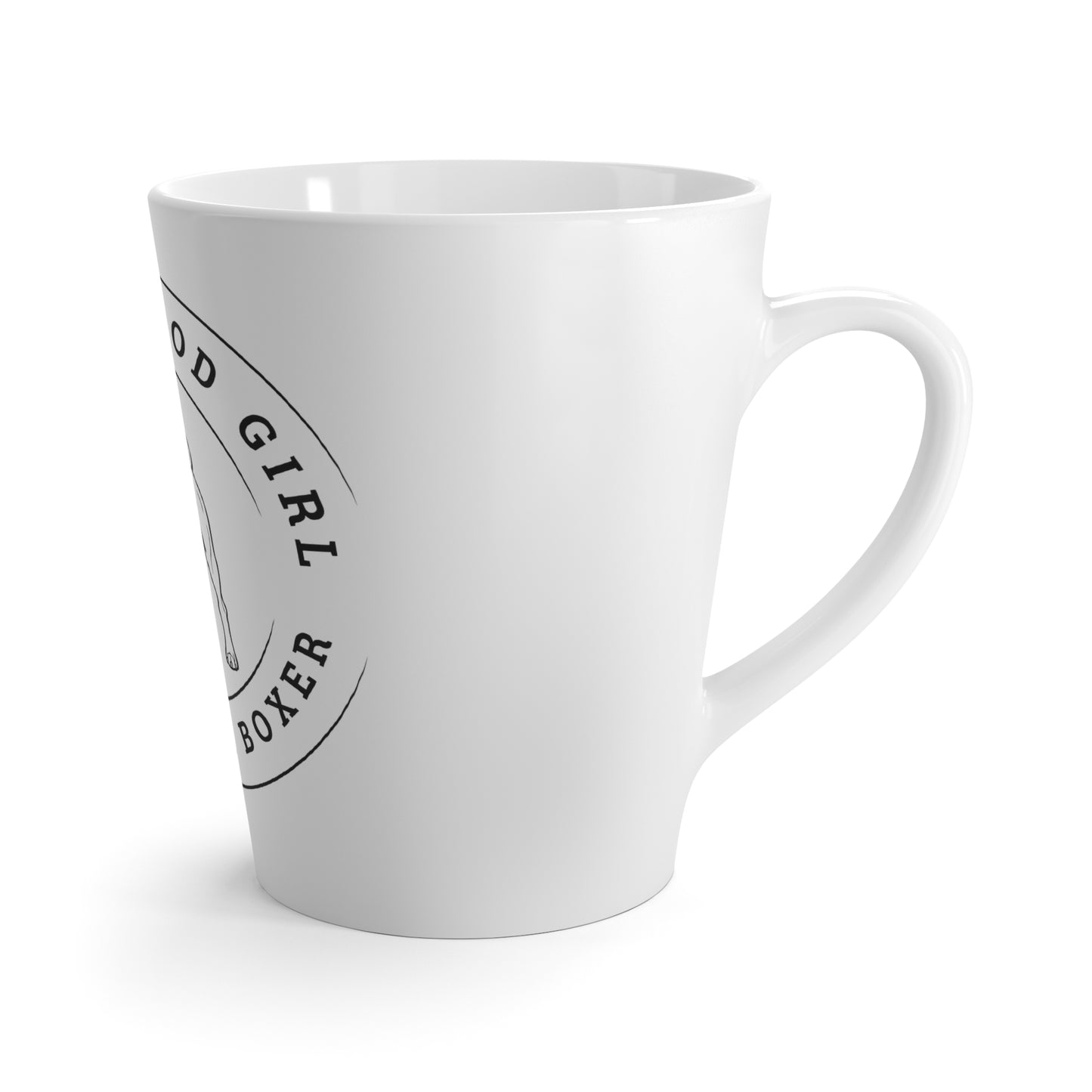 She’s a Good Girl, Loves Her Boxer Badge - Boxer Dog Latte Mug