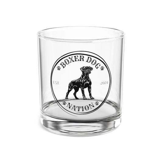 Boxer Nation Logo- Boxer Dog Rocks Glass