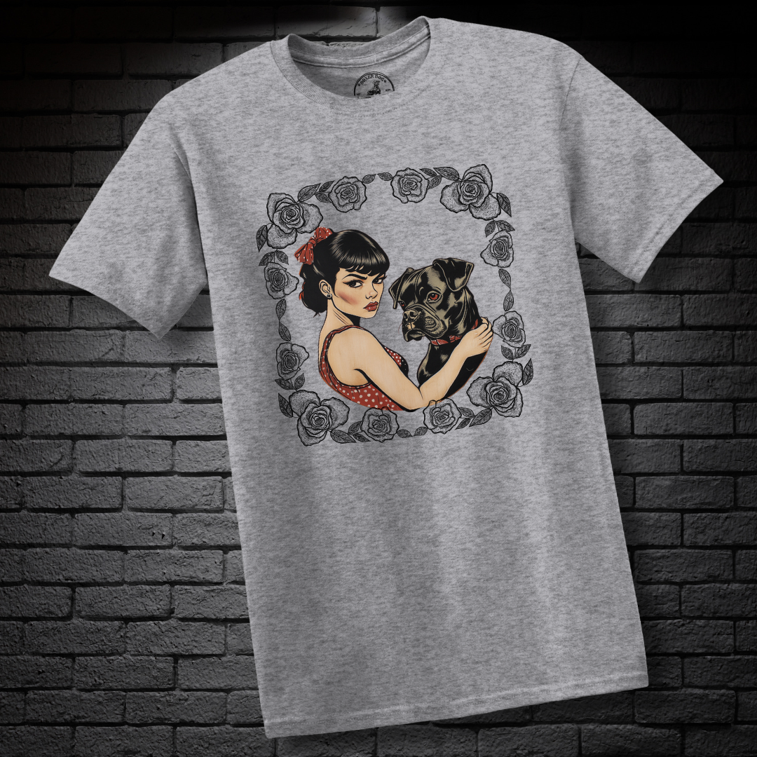 A Girl & Her Boxer (rose frame)- Boxer Dog Classic Shirt