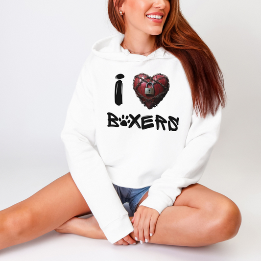 I (locked heart) Boxers – Boxer Dog Crop Hoodie