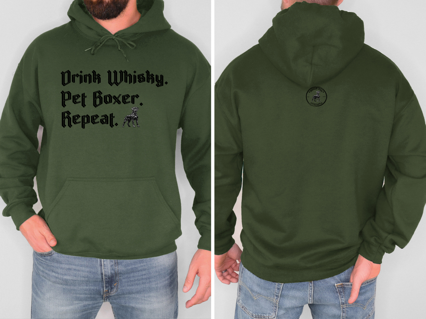 Drink Whisky Pet Boxer Repeat - Boxer Dog Hoodie