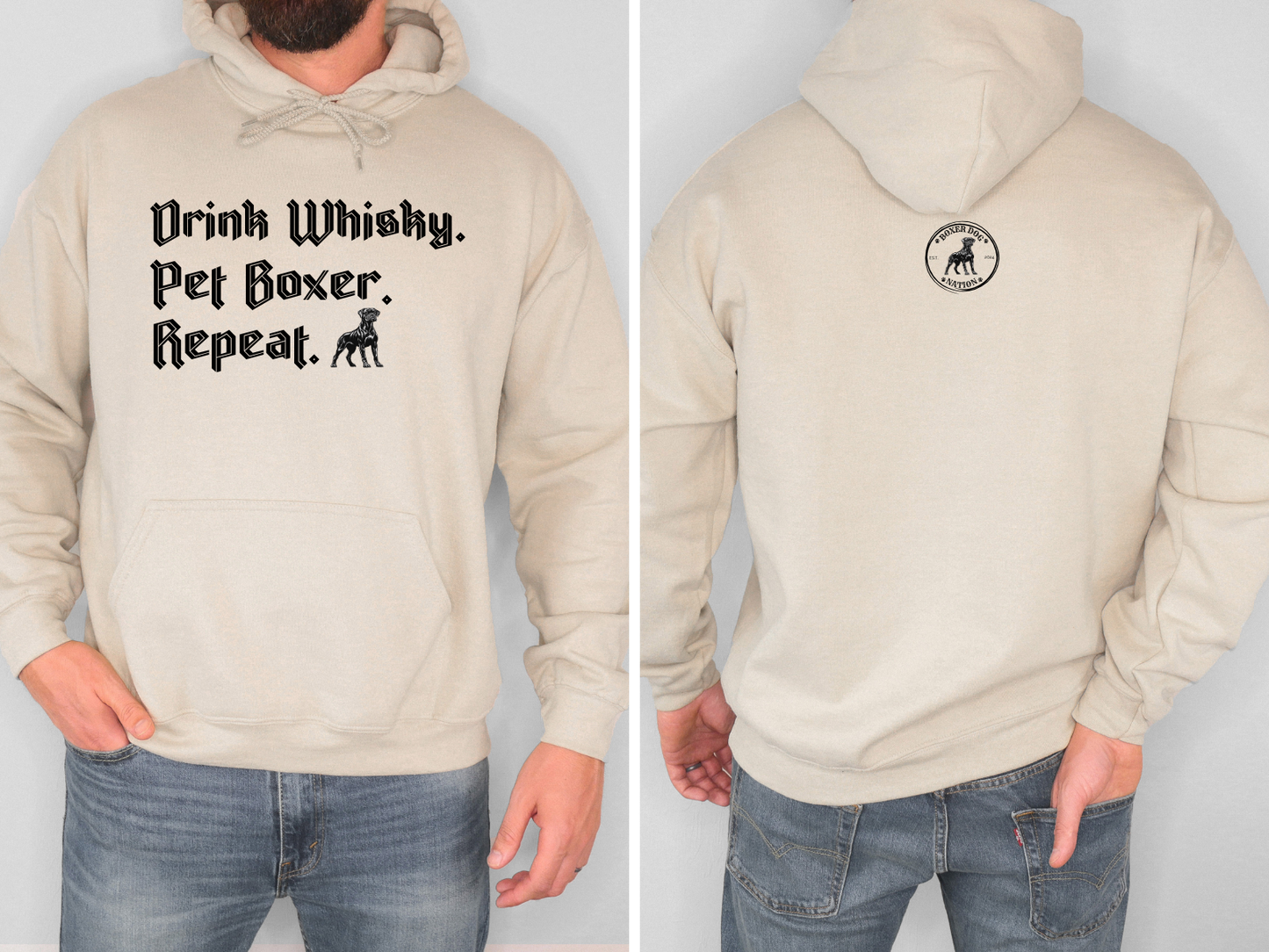 Drink Whisky Pet Boxer Repeat - Boxer Dog Hoodie