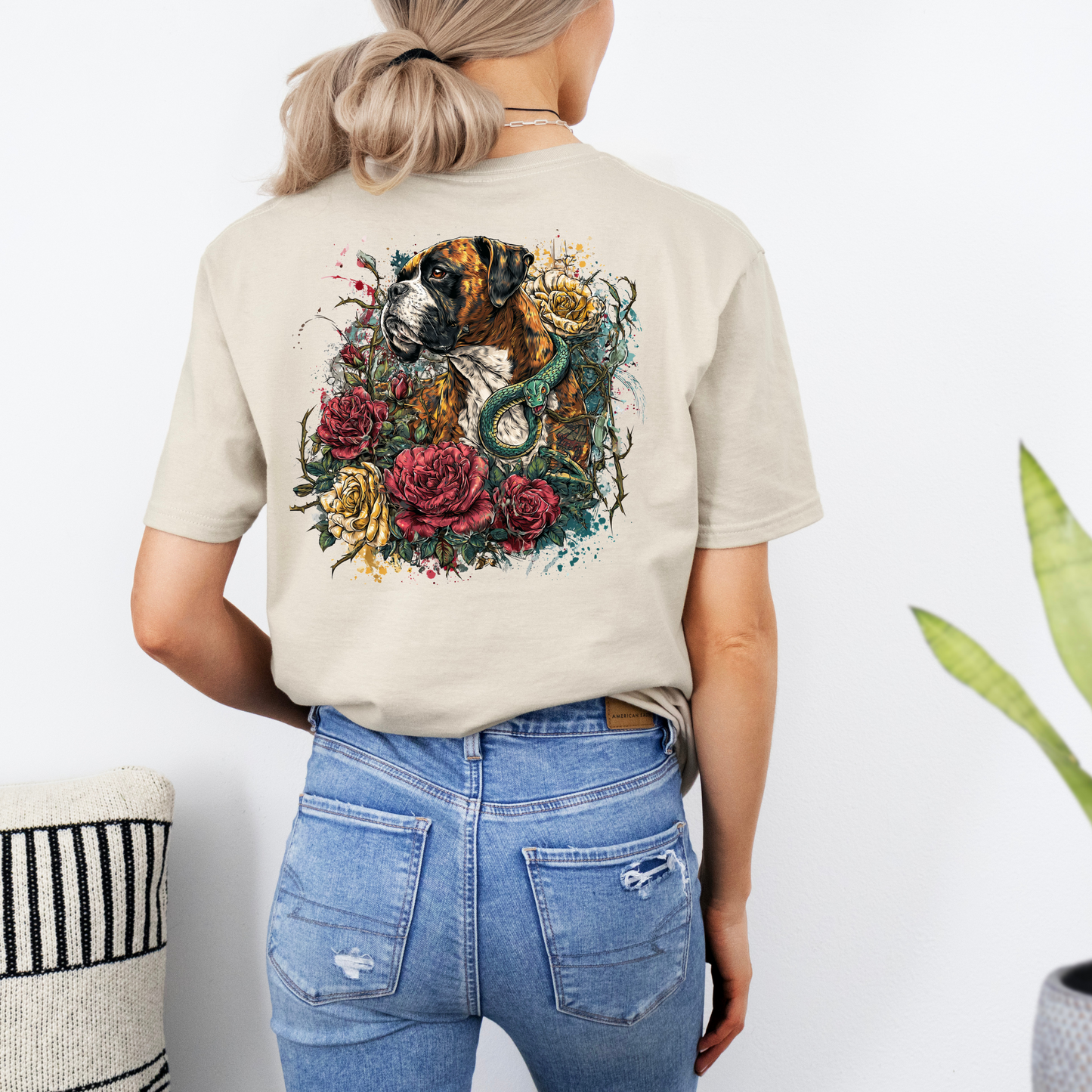 Serpent Rose Guard β Reverse Brindle Boxer - Boxer Dog Classic T-Shirt