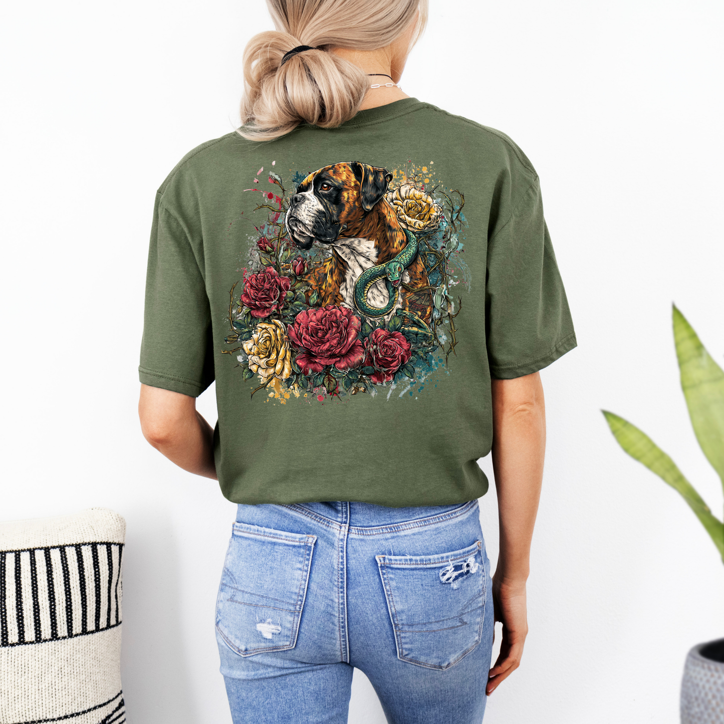 Serpent Rose Guard β Reverse Brindle Boxer - Boxer Dog Classic T-Shirt