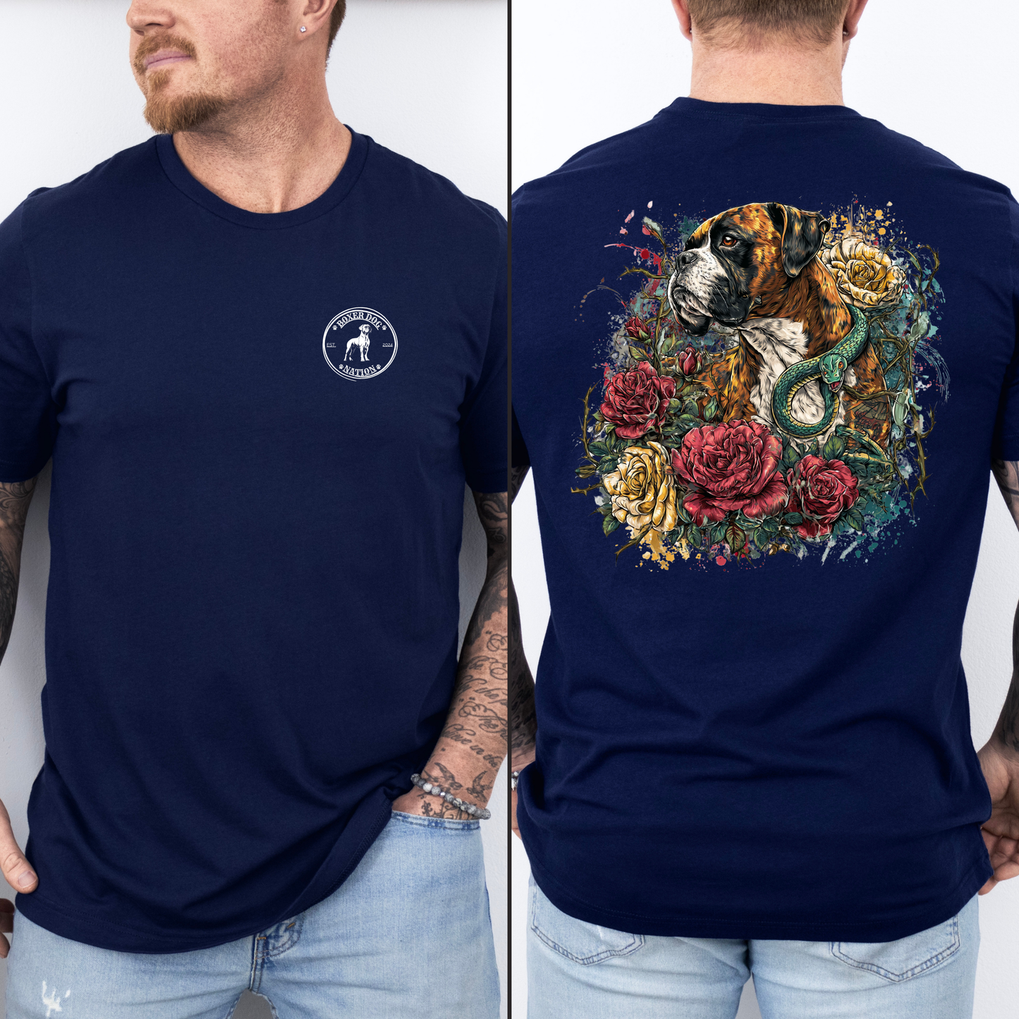 Serpent Rose Guard β Reverse Brindle Boxer - Boxer Dog Classic T-Shirt