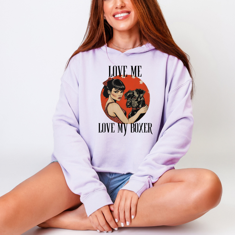 Love Me Move My Boxer - Boxer Dog Crop Hoodie
