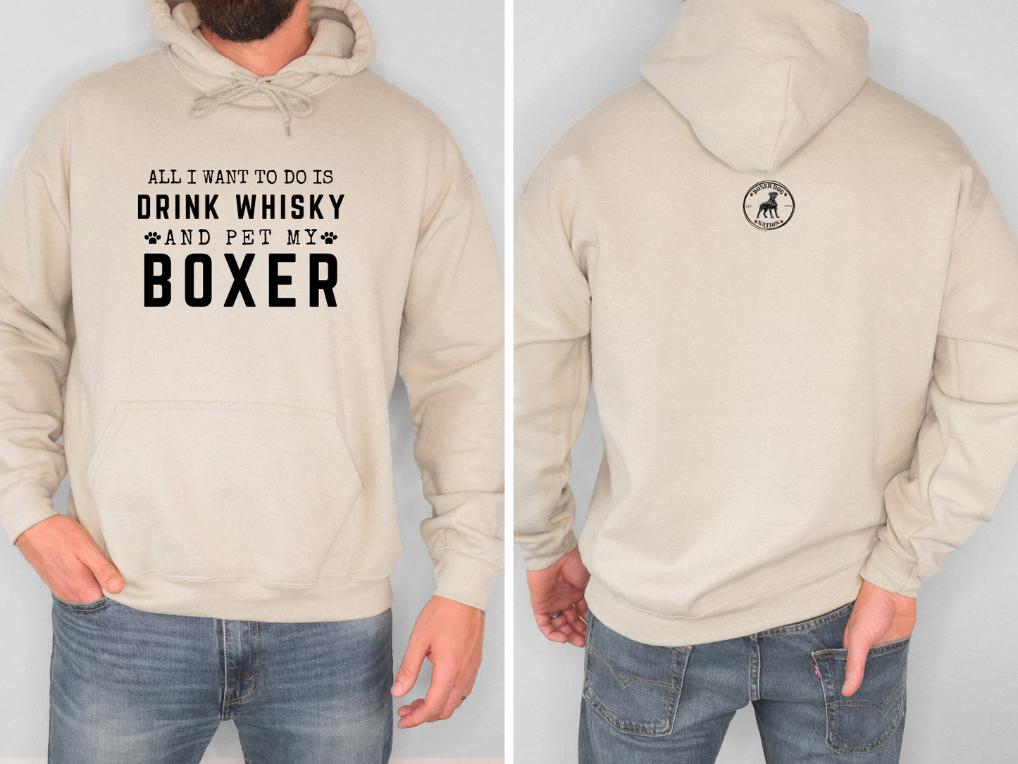 All I Want To Do Is Drink Whisky And Pet My Boxer Hoodie β Funny Boxer Dog Lover Gift, Boxer Nation Apparel, Cozy Dog Owner Sweatshirt