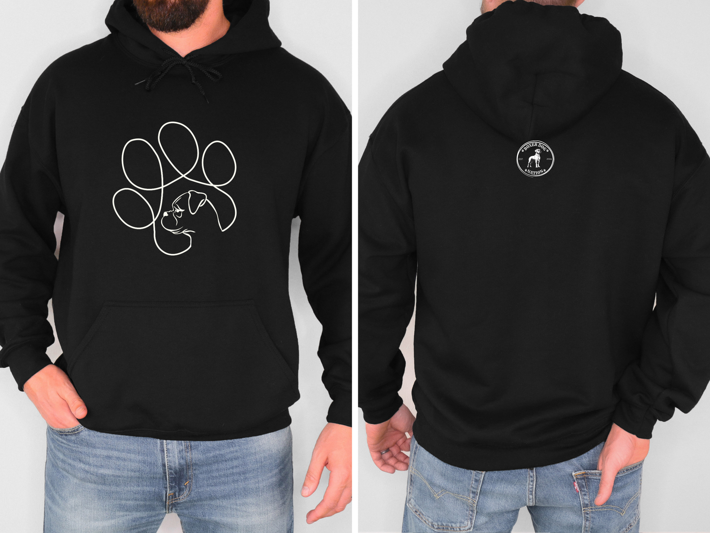 Minimalist Boxer Paw Hoodie – Simple Line Art Boxer Design