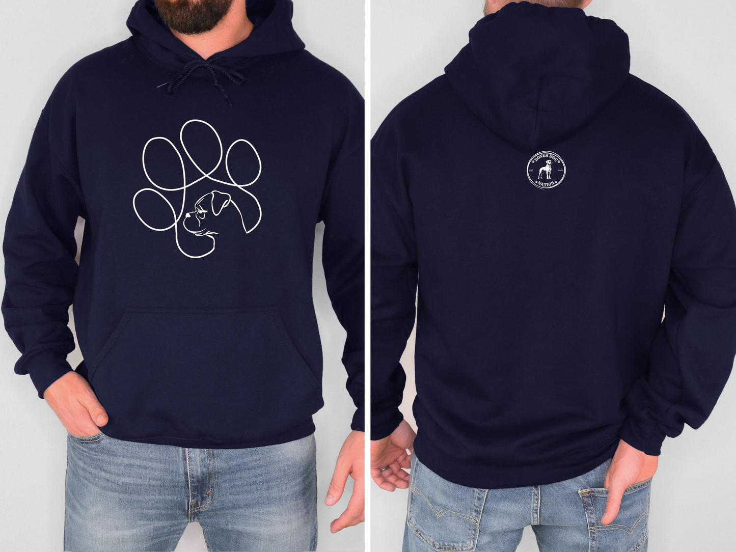 Minimalist Boxer Paw Hoodie – Simple Line Art Boxer Design