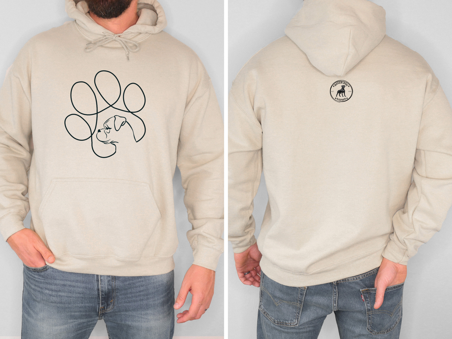 Minimalist Boxer Paw Hoodie – Simple Line Art Boxer Design