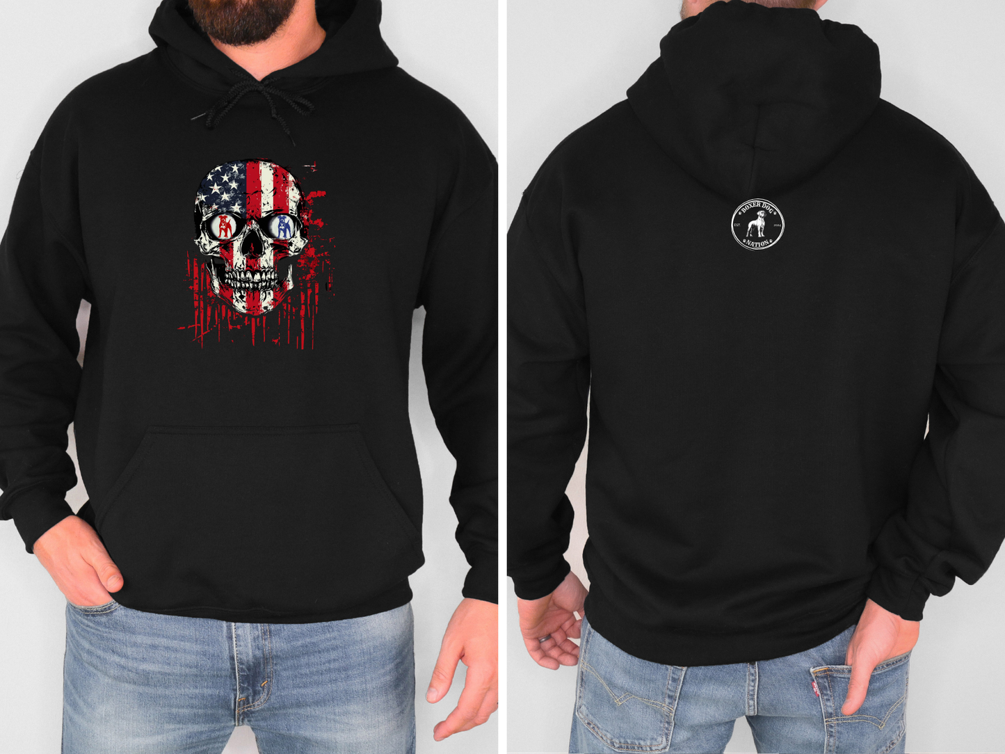 Boxer Skull Flag Hoodie – Patriotic Boxer Dog Nation Hoodie