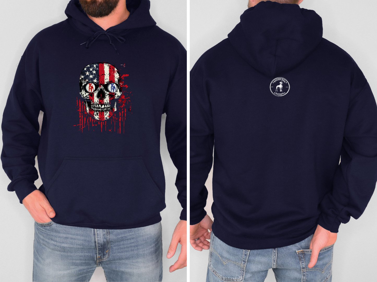 Boxer Skull Flag Hoodie – Patriotic Boxer Dog Nation Hoodie