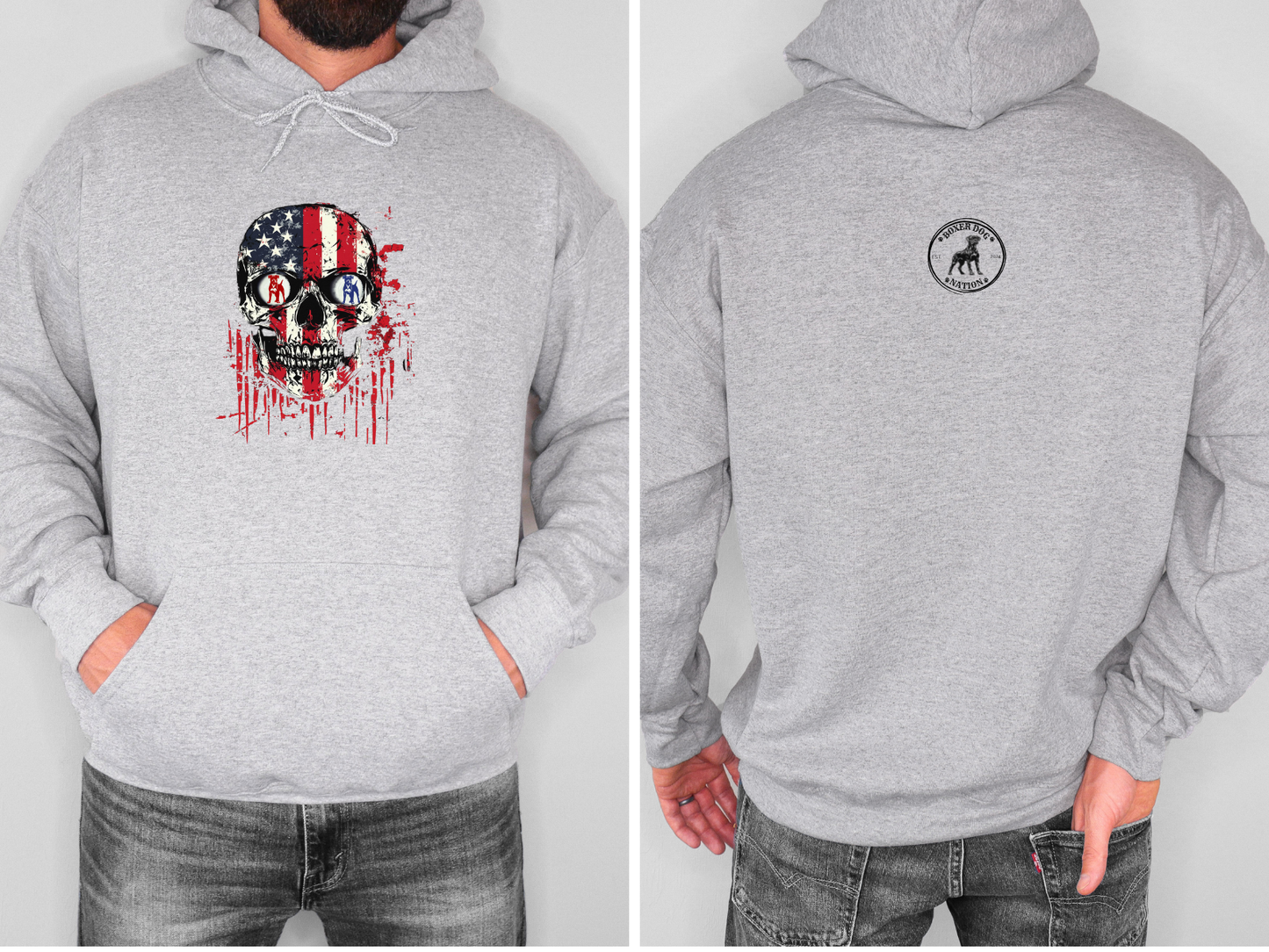 Boxer Skull Flag Hoodie – Patriotic Boxer Dog Nation Hoodie
