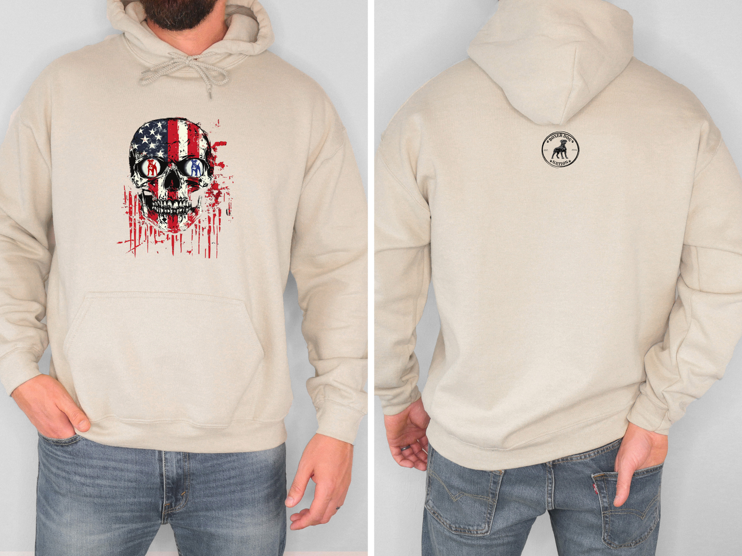 Boxer Skull Flag Hoodie – Patriotic Boxer Dog Nation Hoodie