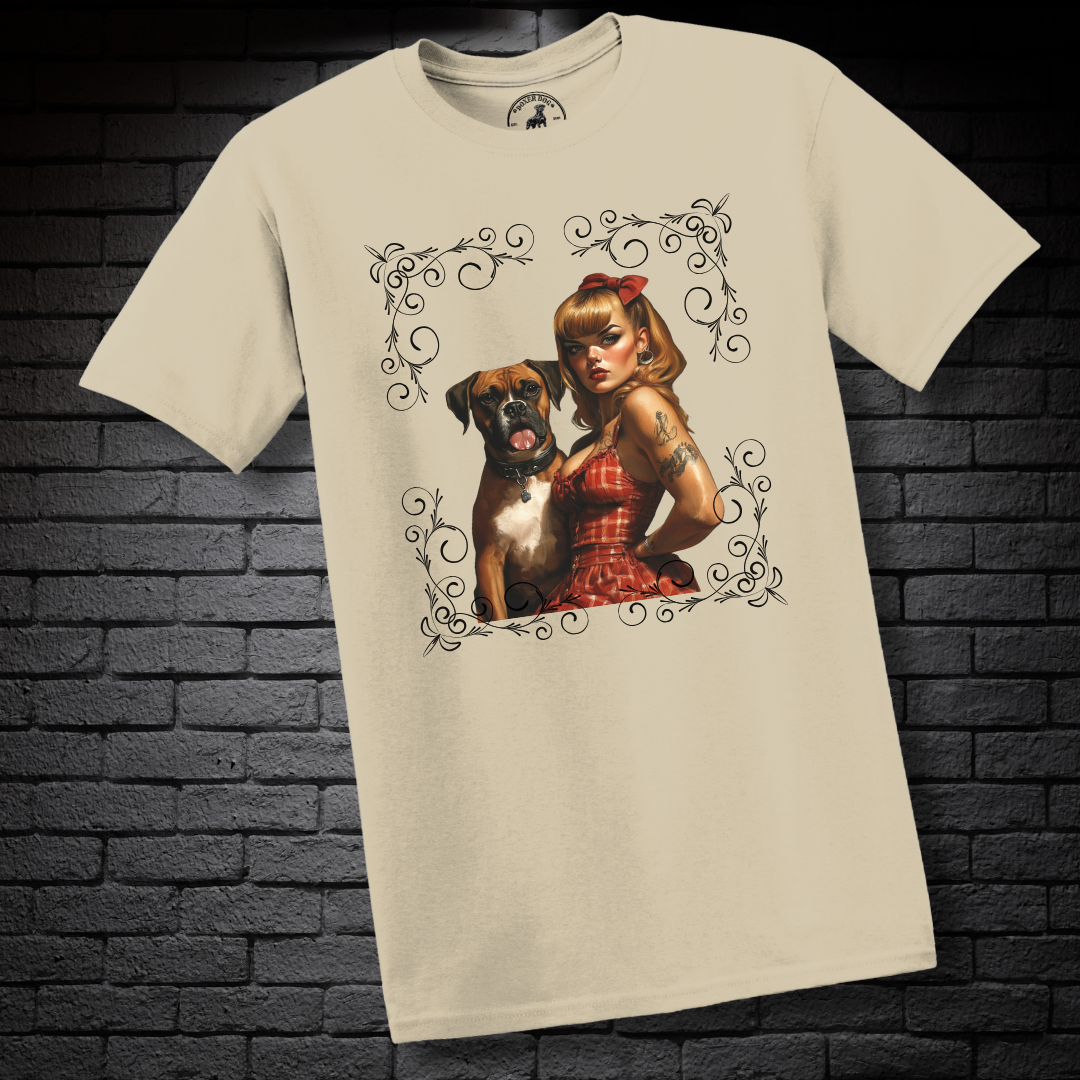 A Pin Up Girl & Her Boxer- Boxer Dog Classic Shirt
