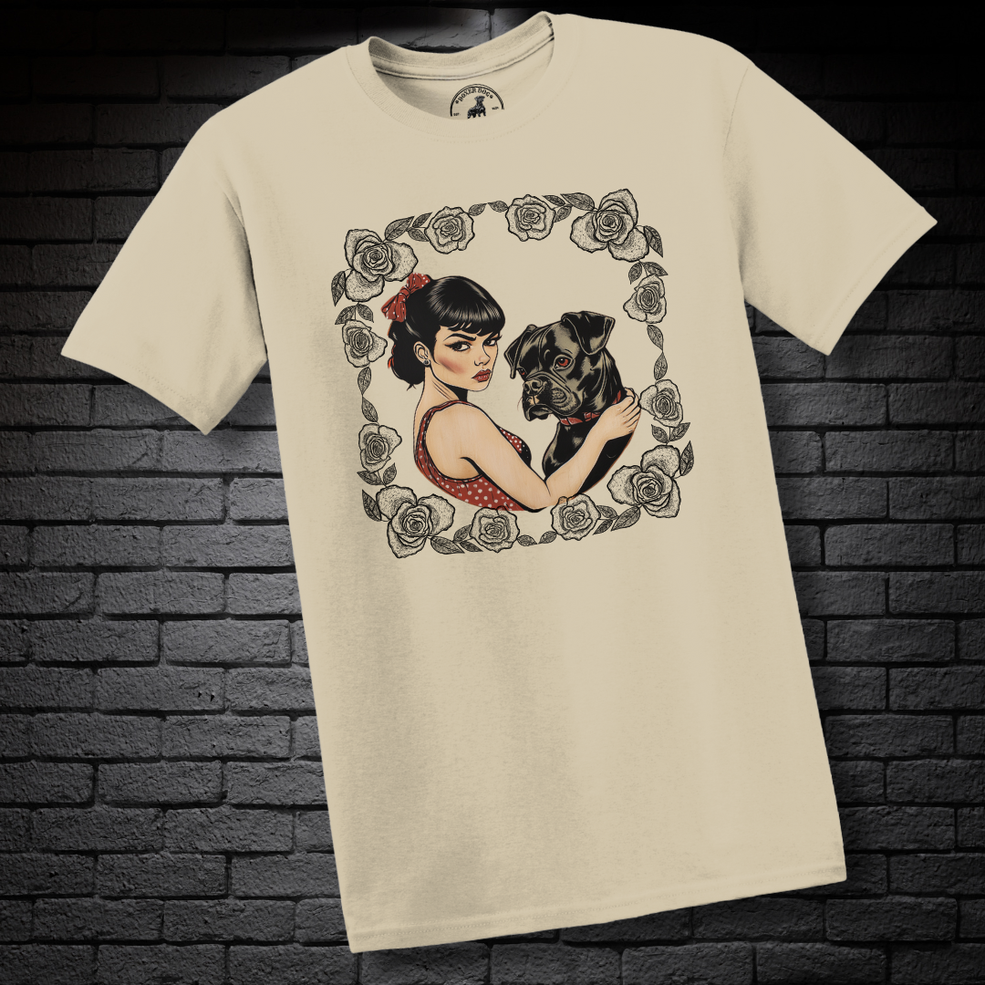 A Girl & Her Boxer (rose frame)- Boxer Dog Classic Shirt