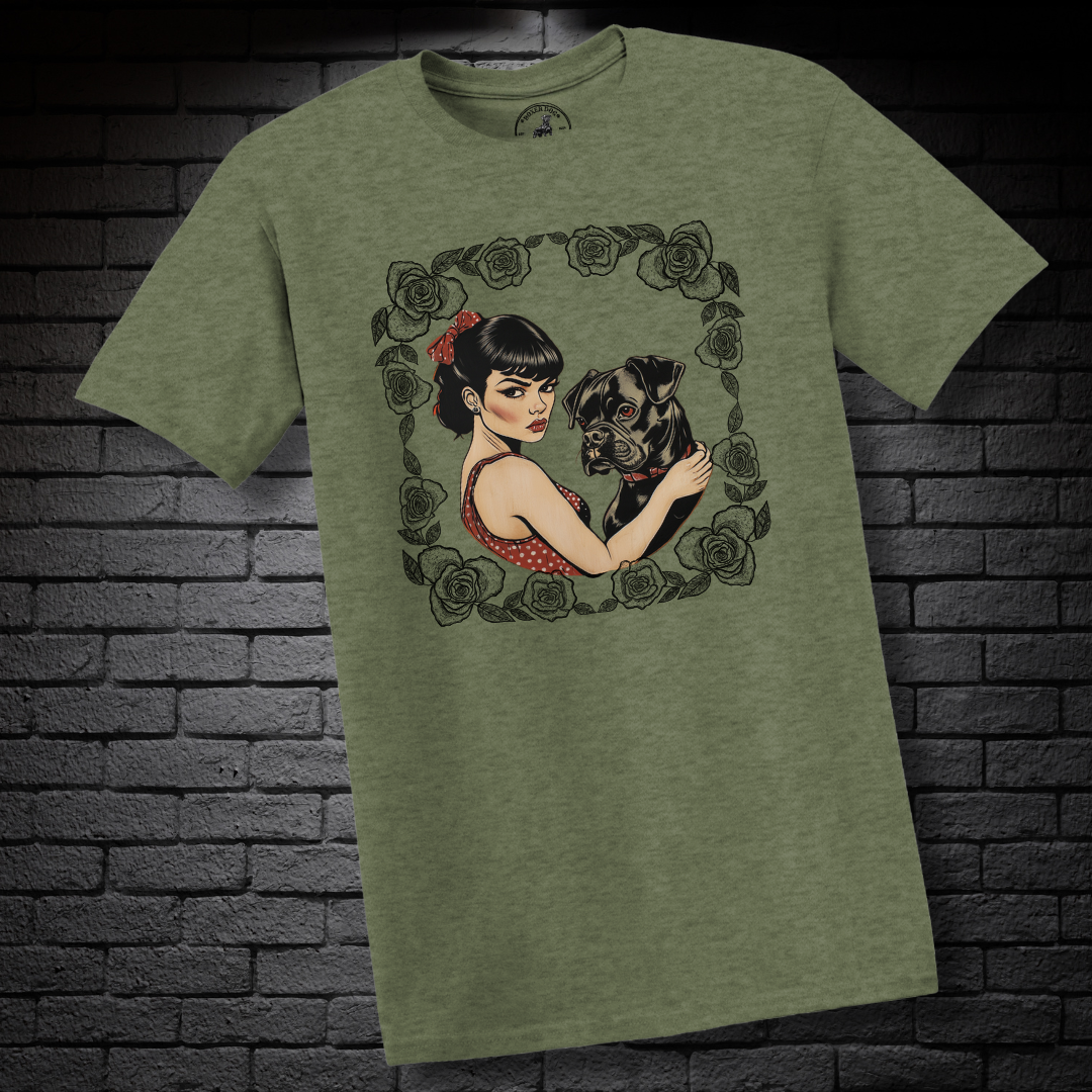 A Girl & Her Boxer (rose frame)- Boxer Dog Classic Shirt