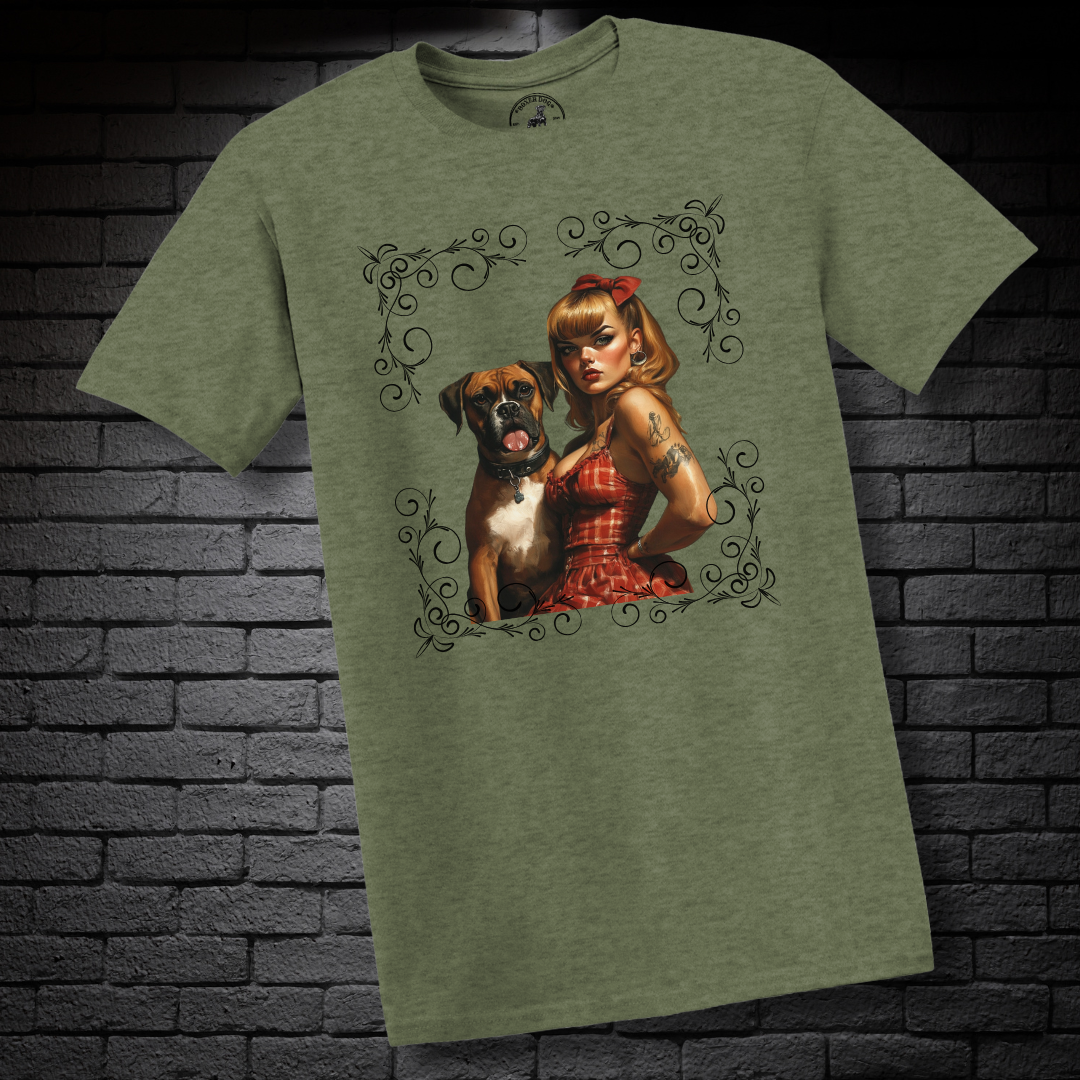 A Pin Up Girl & Her Boxer- Boxer Dog Classic Shirt