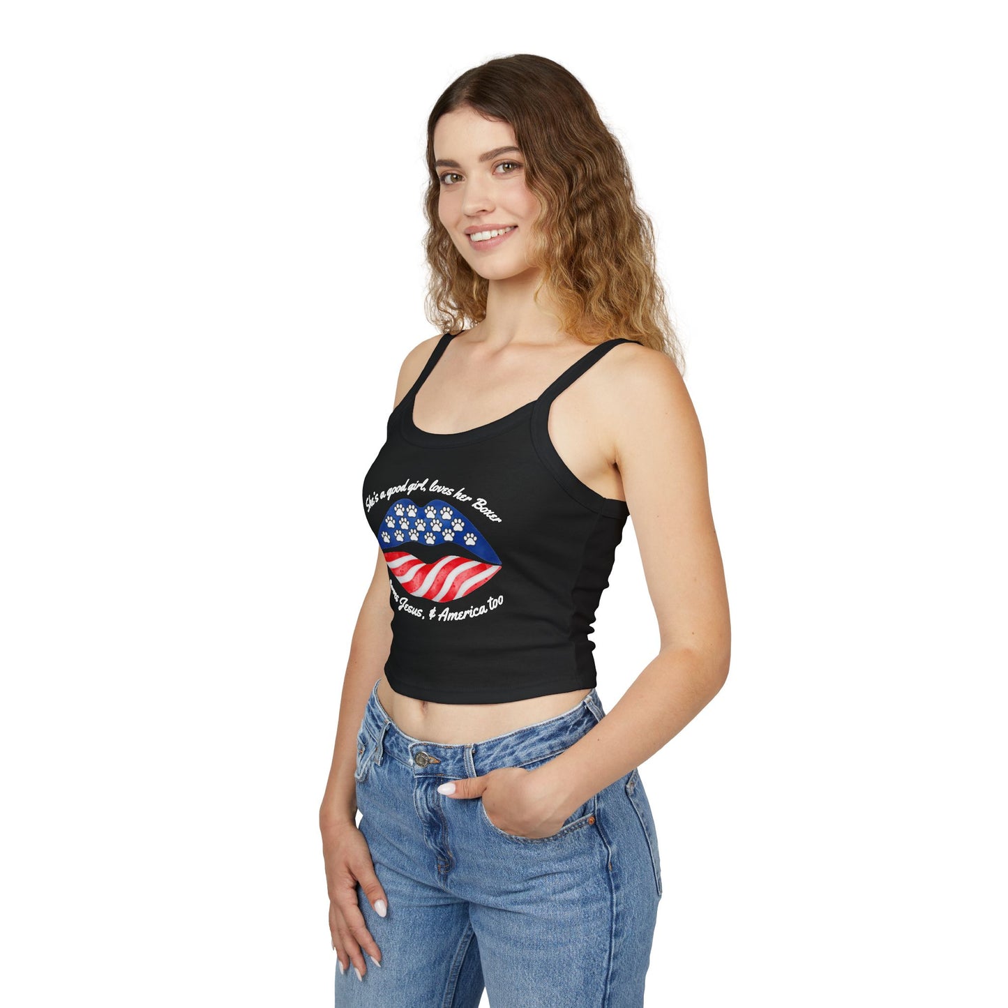 She's A Good Girl, Loves Her Boxer Patriotic Lips - Boxer Dog Tank Top