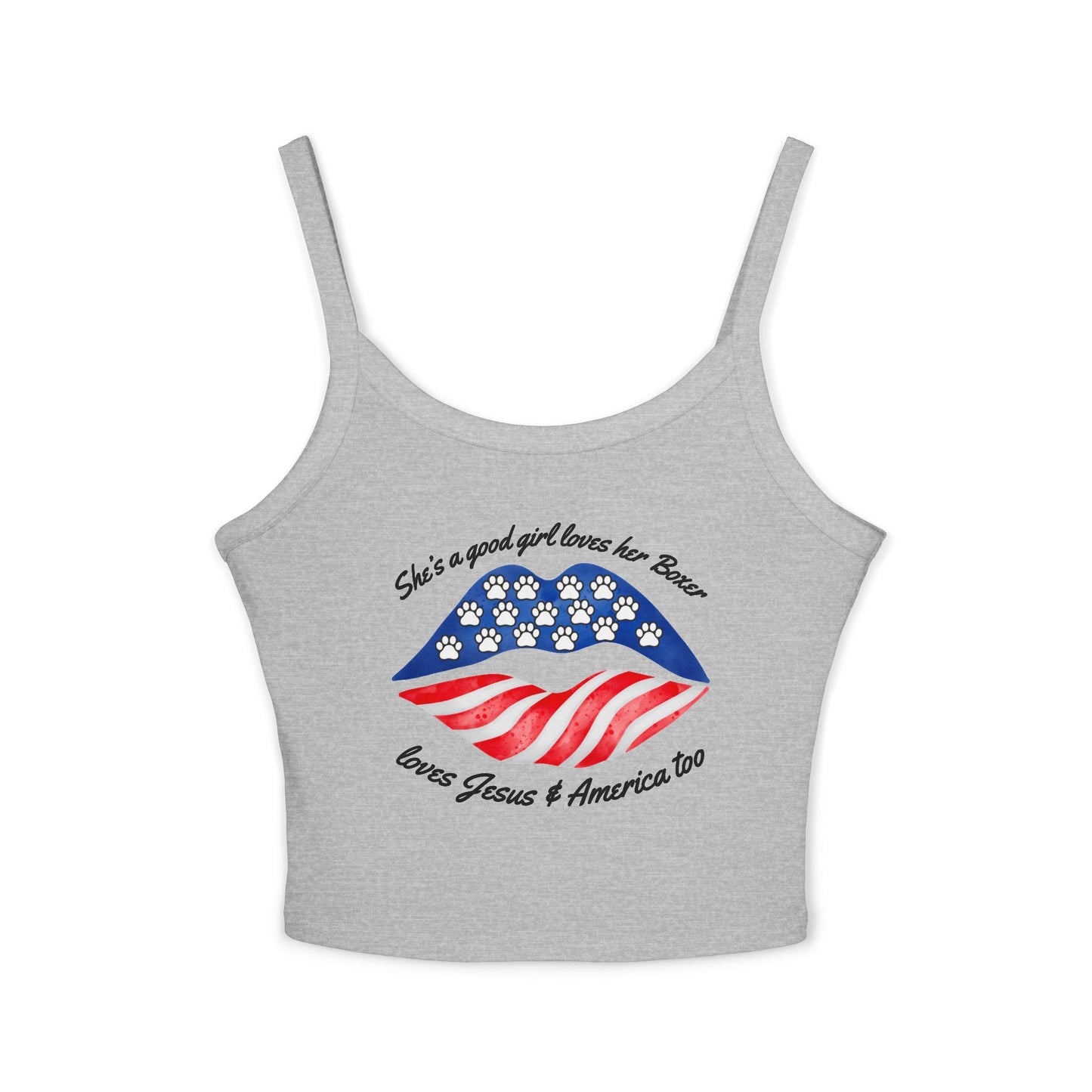She's A Good Girl, Loves Her Boxer Patriotic Lips - Boxer Dog Tank Top