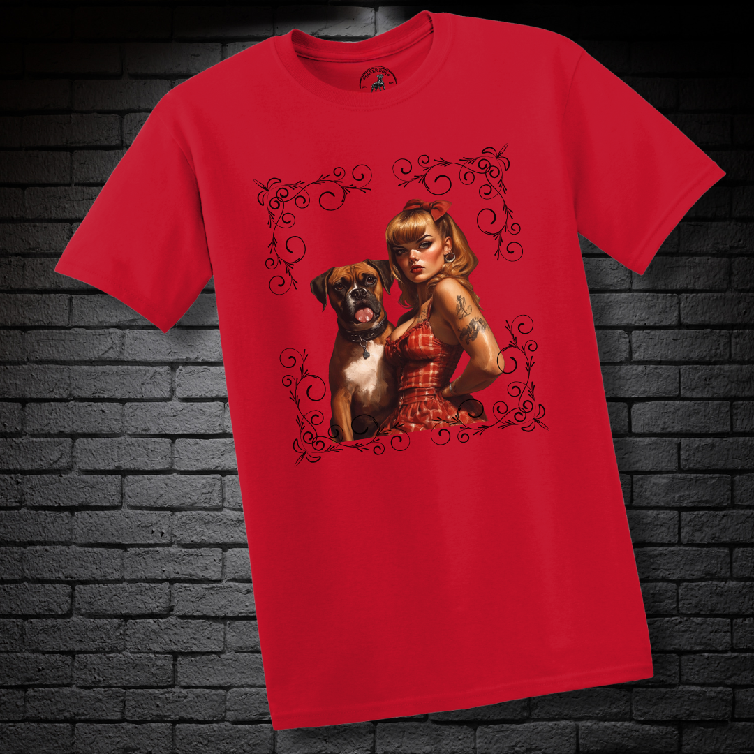 A Pin Up Girl & Her Boxer- Boxer Dog Classic Shirt