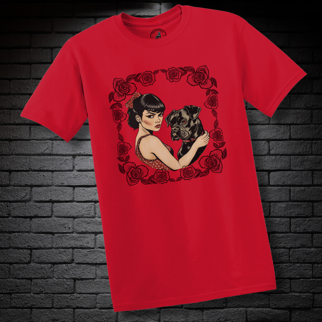 A Girl & Her Boxer (rose frame)- Boxer Dog Classic Shirt