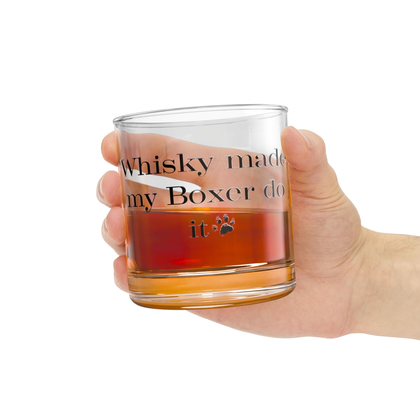 Whisky Made My Human Do It- Boxer Dog Rocks Glass