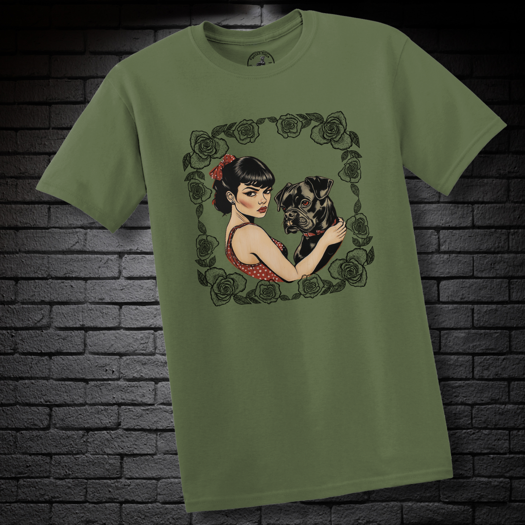 A Girl & Her Boxer (rose frame)- Boxer Dog Classic Shirt