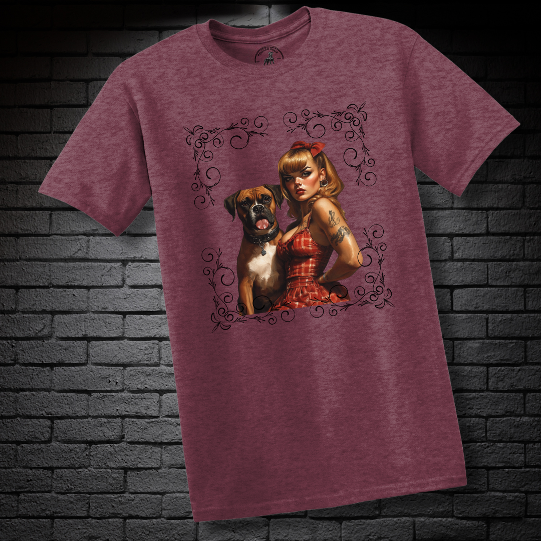 A Pin Up Girl & Her Boxer- Boxer Dog Classic Shirt
