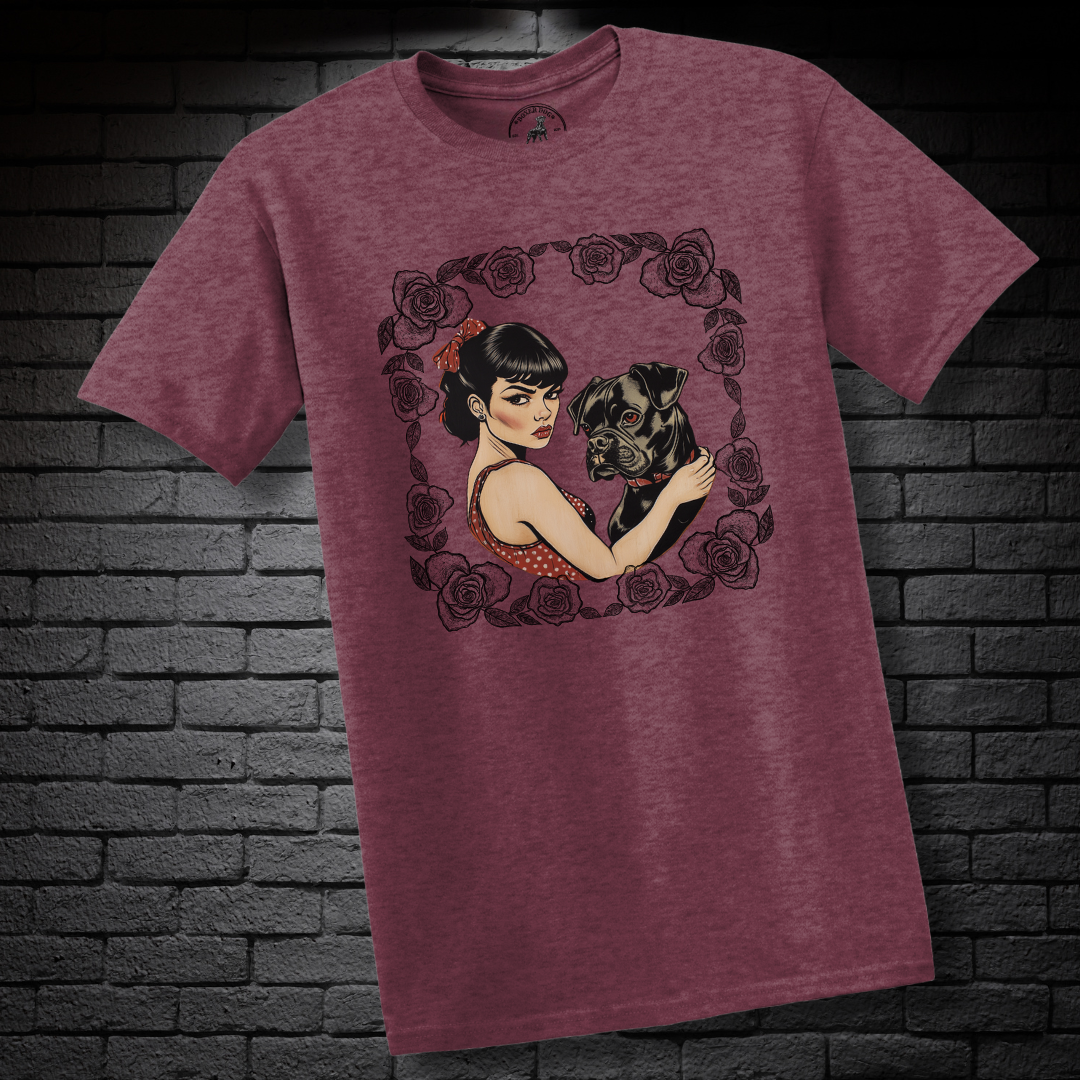 A Girl & Her Boxer (rose frame)- Boxer Dog Classic Shirt