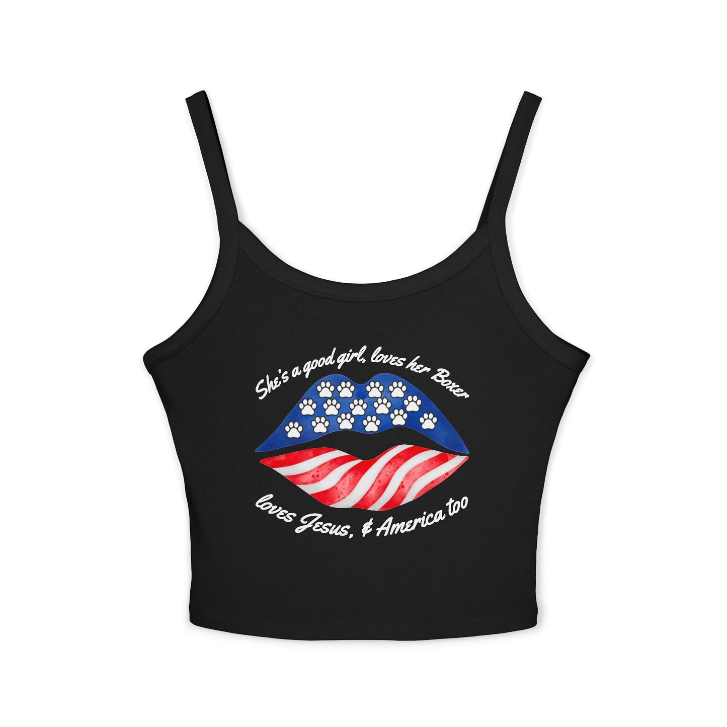 She's A Good Girl, Loves Her Boxer Patriotic Lips - Boxer Dog Tank Top