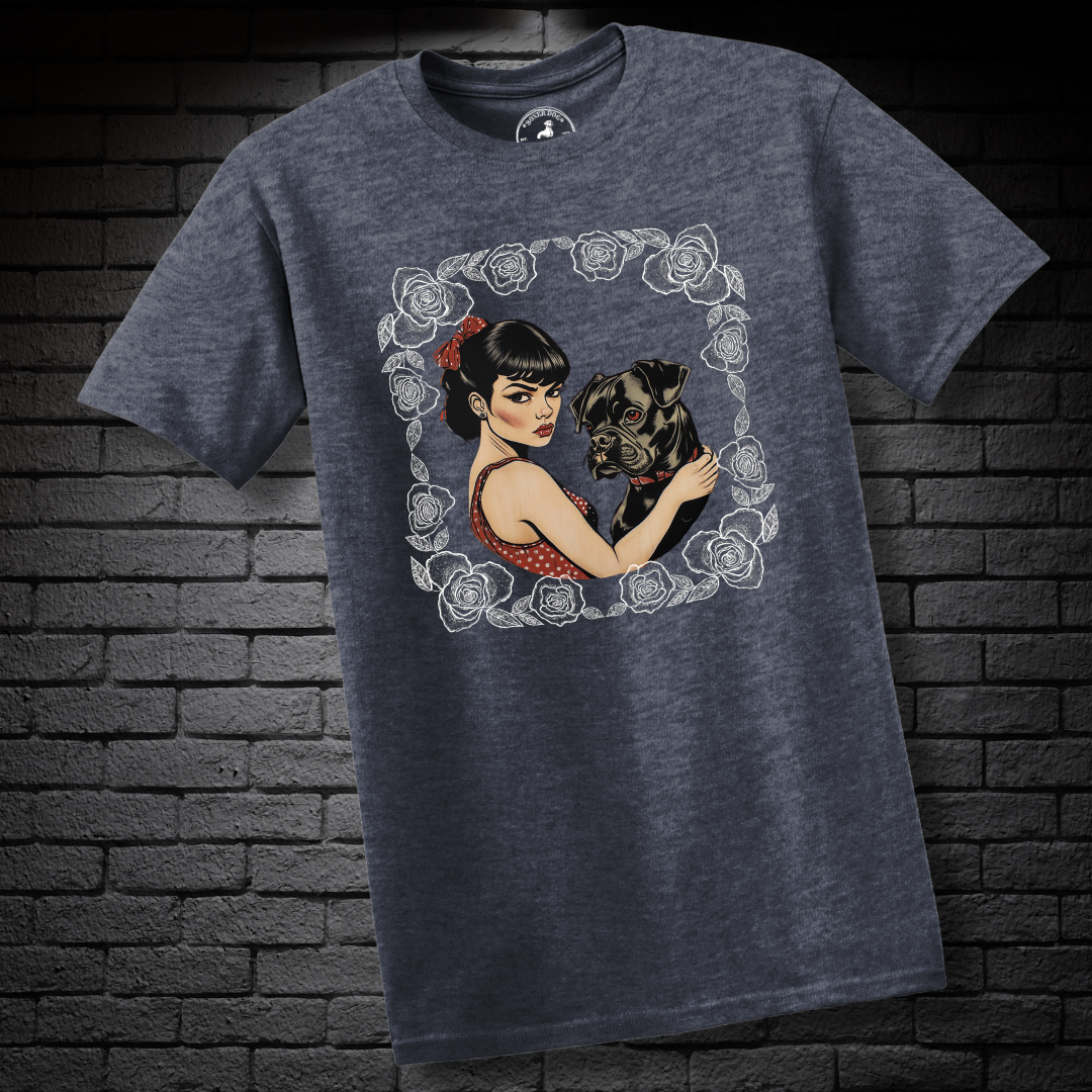A Girl & Her Boxer (rose frame)- Boxer Dog Classic Shirt