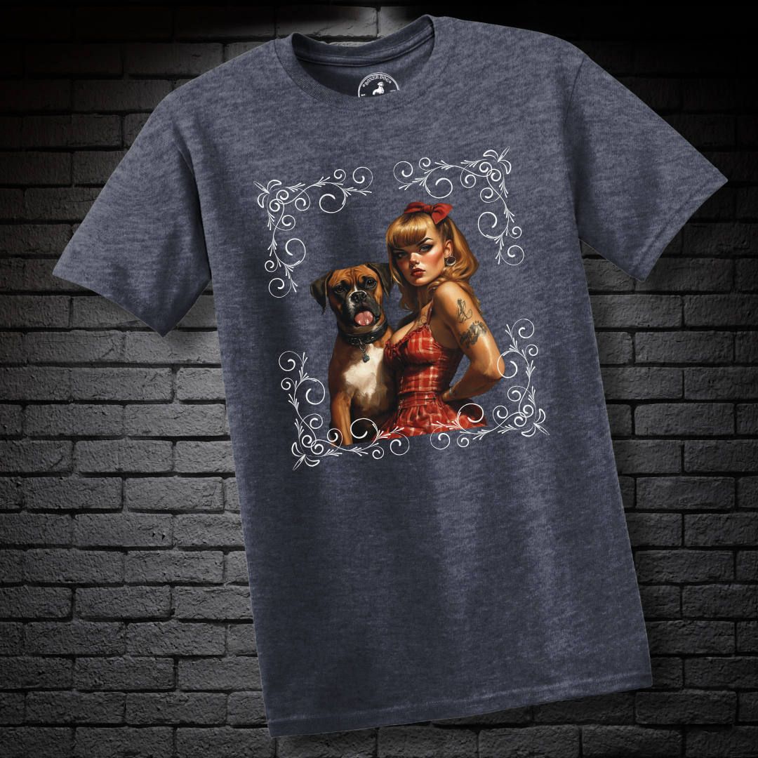 A Pin Up Girl & Her Boxer- Boxer Dog Classic Shirt