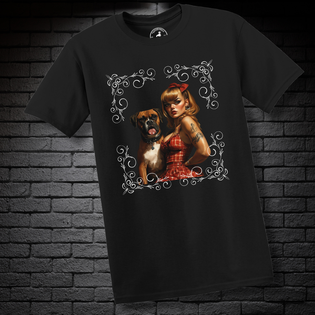 A Pin Up Girl & Her Boxer- Boxer Dog Classic Shirt