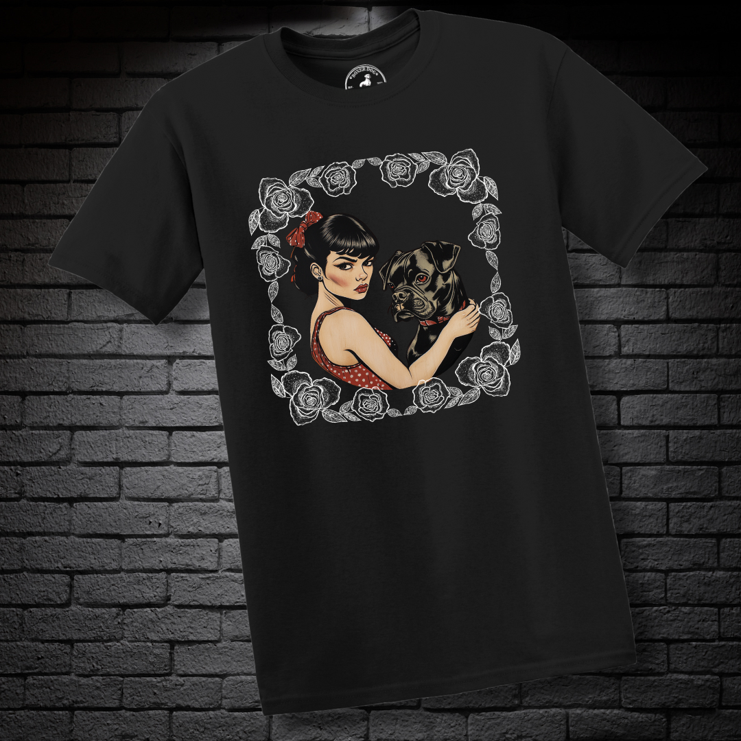 A Girl & Her Boxer (rose frame)- Boxer Dog Classic Shirt