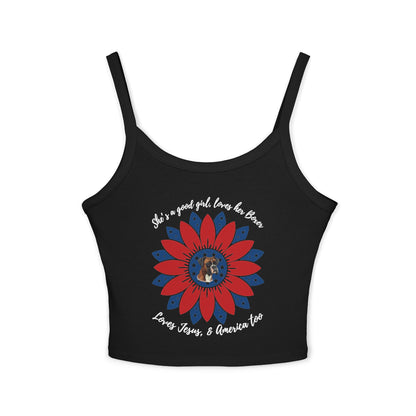 She's A Good Girl, Loves Her Boxer Patriotic Flower - Boxer Dog Tank Top