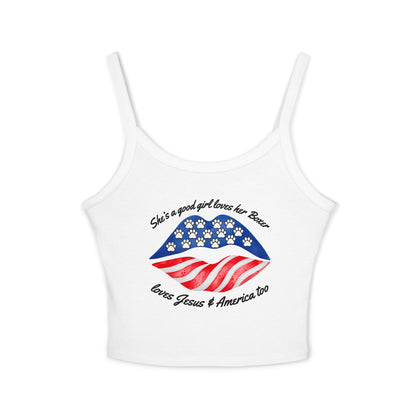 She's A Good Girl, Loves Her Boxer Patriotic Lips - Boxer Dog Tank Top