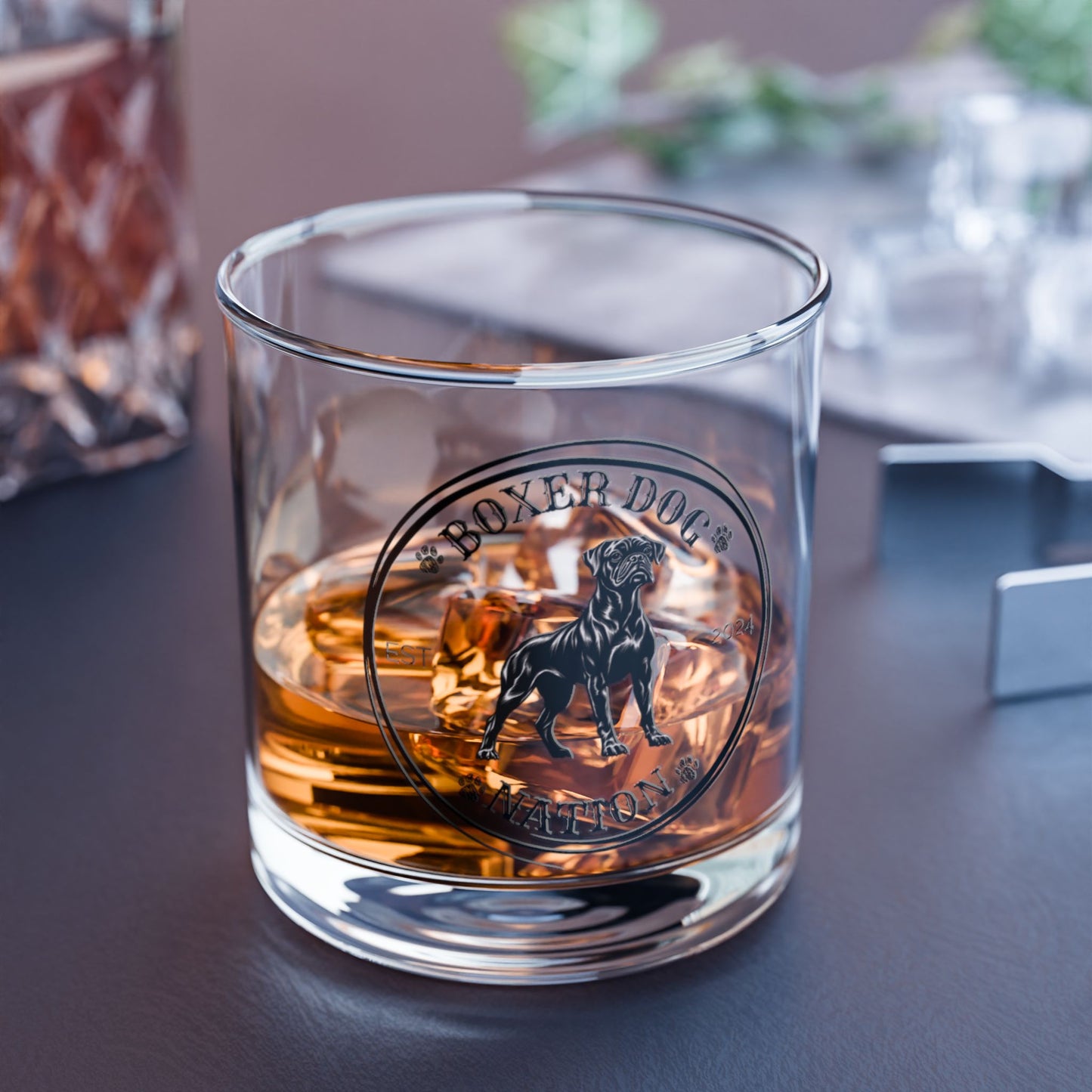 Boxer Nation Logo- Boxer Dog Rocks Glass