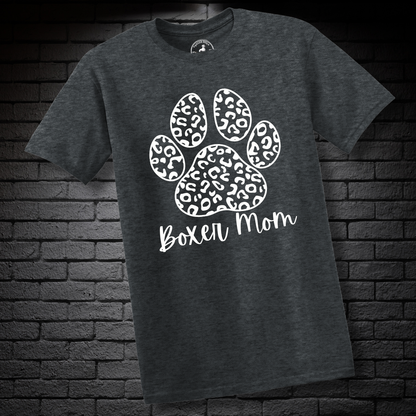 Boxer Mom (featuring a bold Black& White cheetah paw) – Boxer Dog Classic Shirt