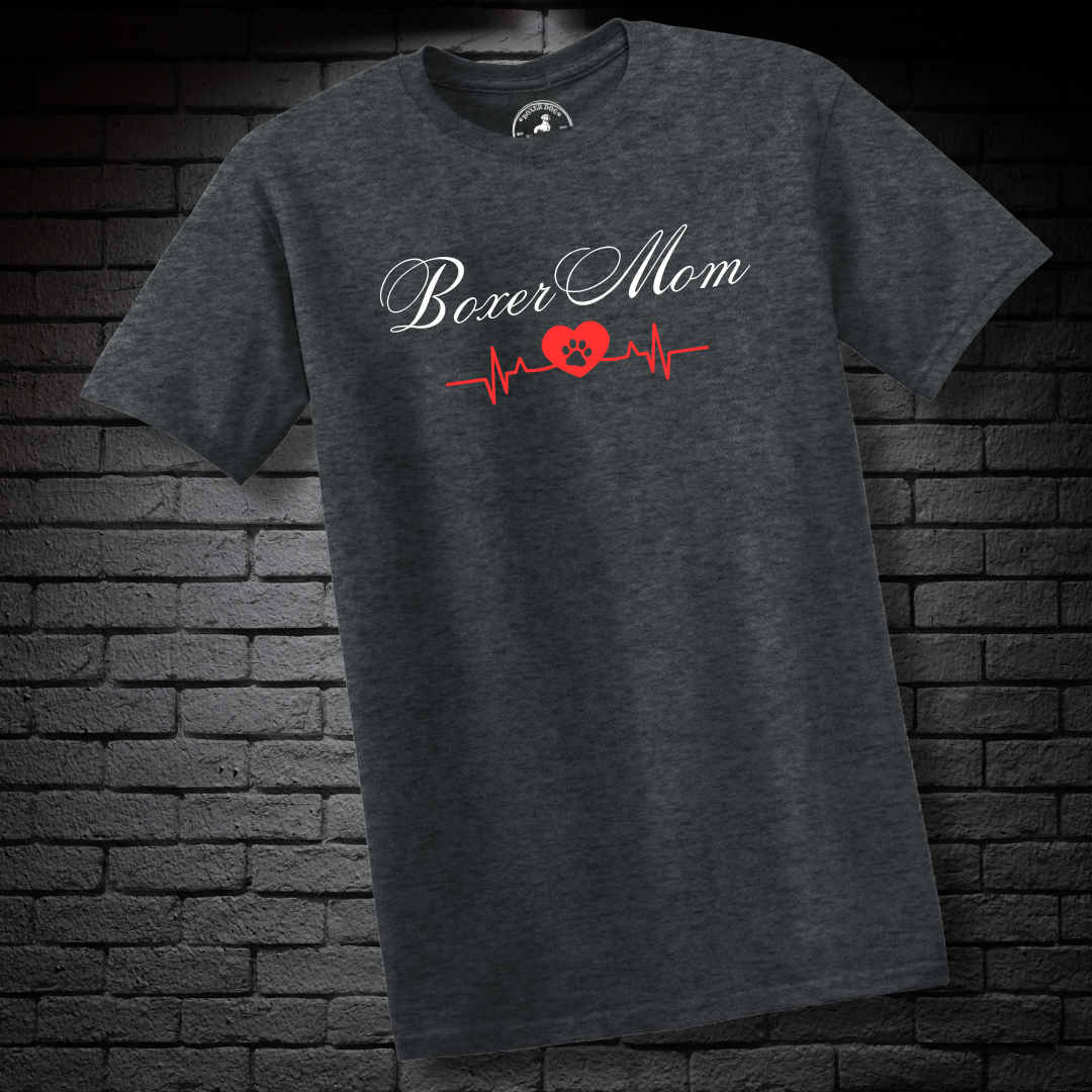 Boxer Mom Heartbeat w/ Paw- Boxer Dog Classic Shirt
