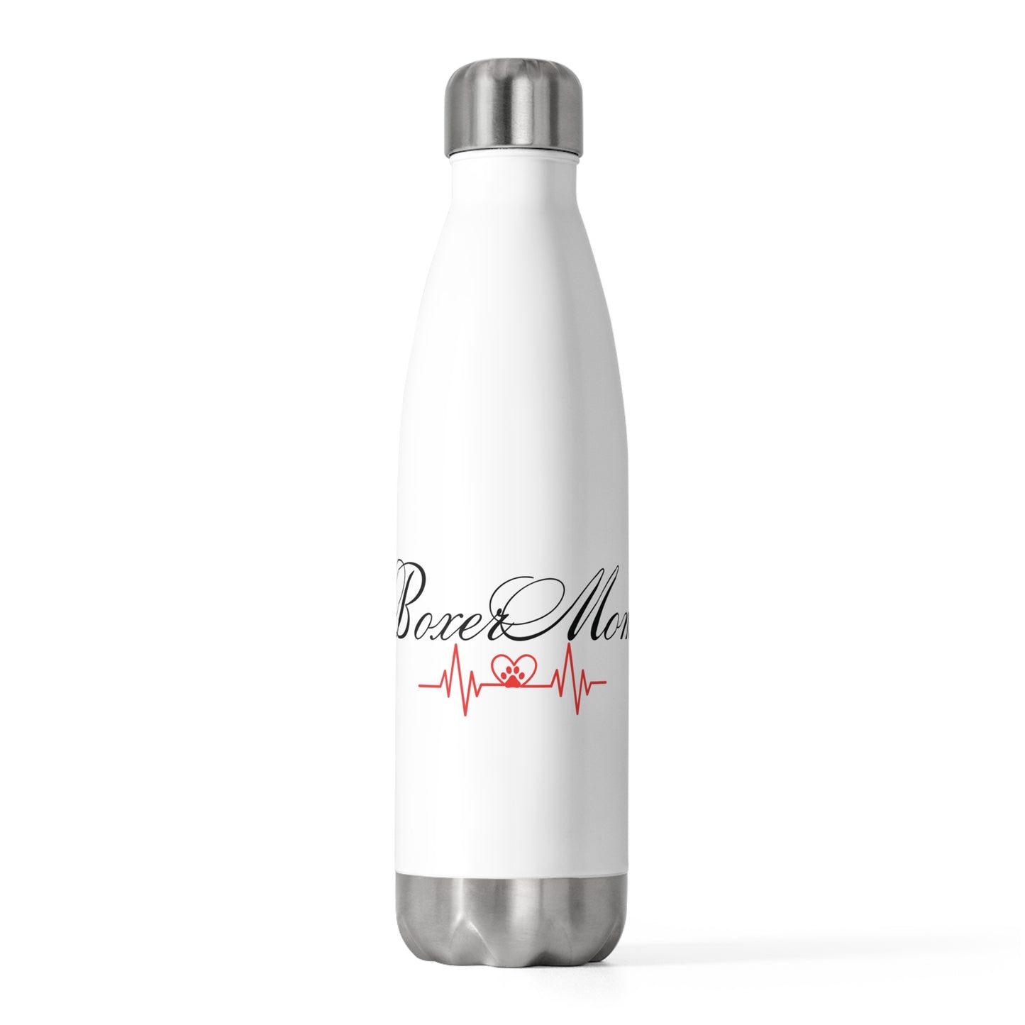 Boxer Mom Heartbeat with Paw- 20oz Insulated Bottle