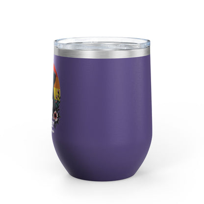 I Like My Boxer and Maybe 3 People (Pink Flower) - Boxer Dog Wine Tumbler