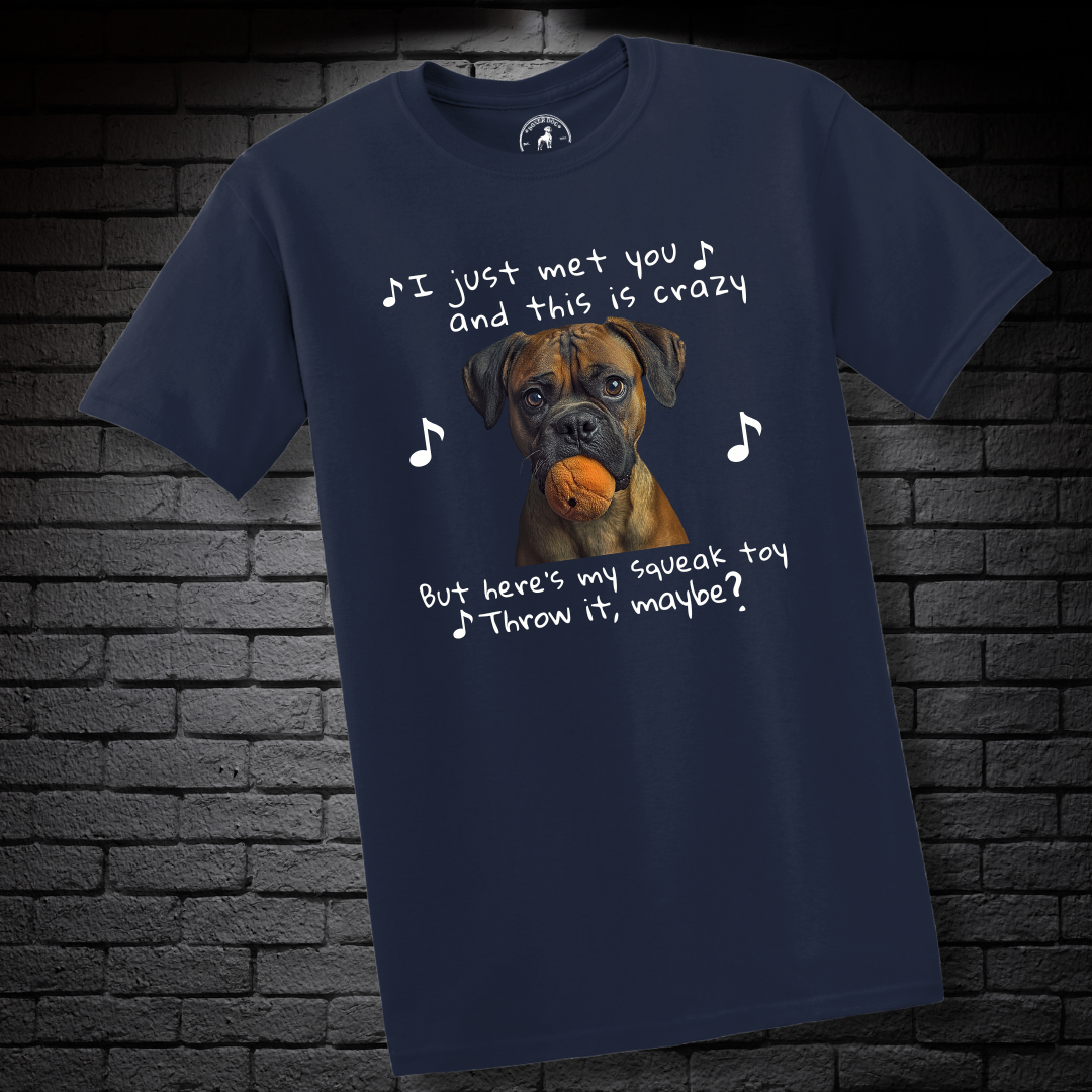 I just met you and this is crazy. But here’s my squeak toy. Throw it maybe? – Boxer Dog Classic Shirt
