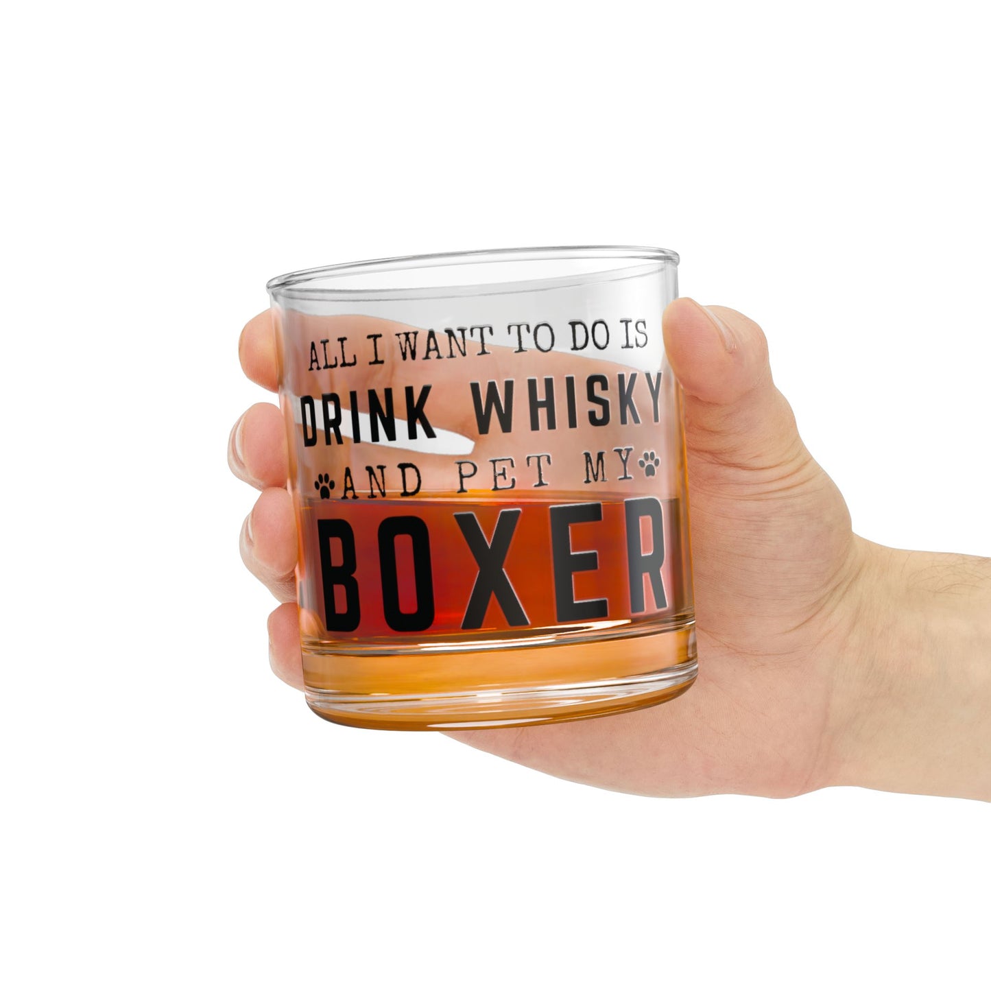 All Want To Do Is Drink Whisky And Pet My Boxer - Boxer Dog Rocks Glass